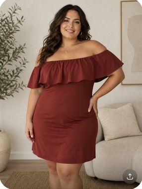 Off-Shoulder Burgundy Dress